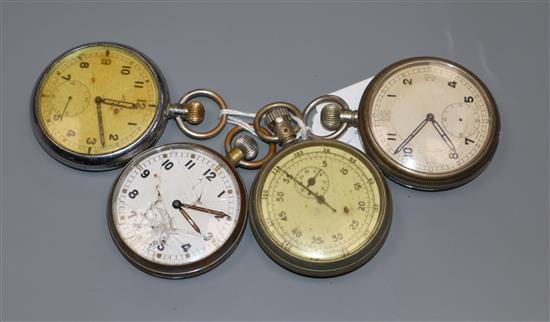 Four assorted metal cased military pocket watches.